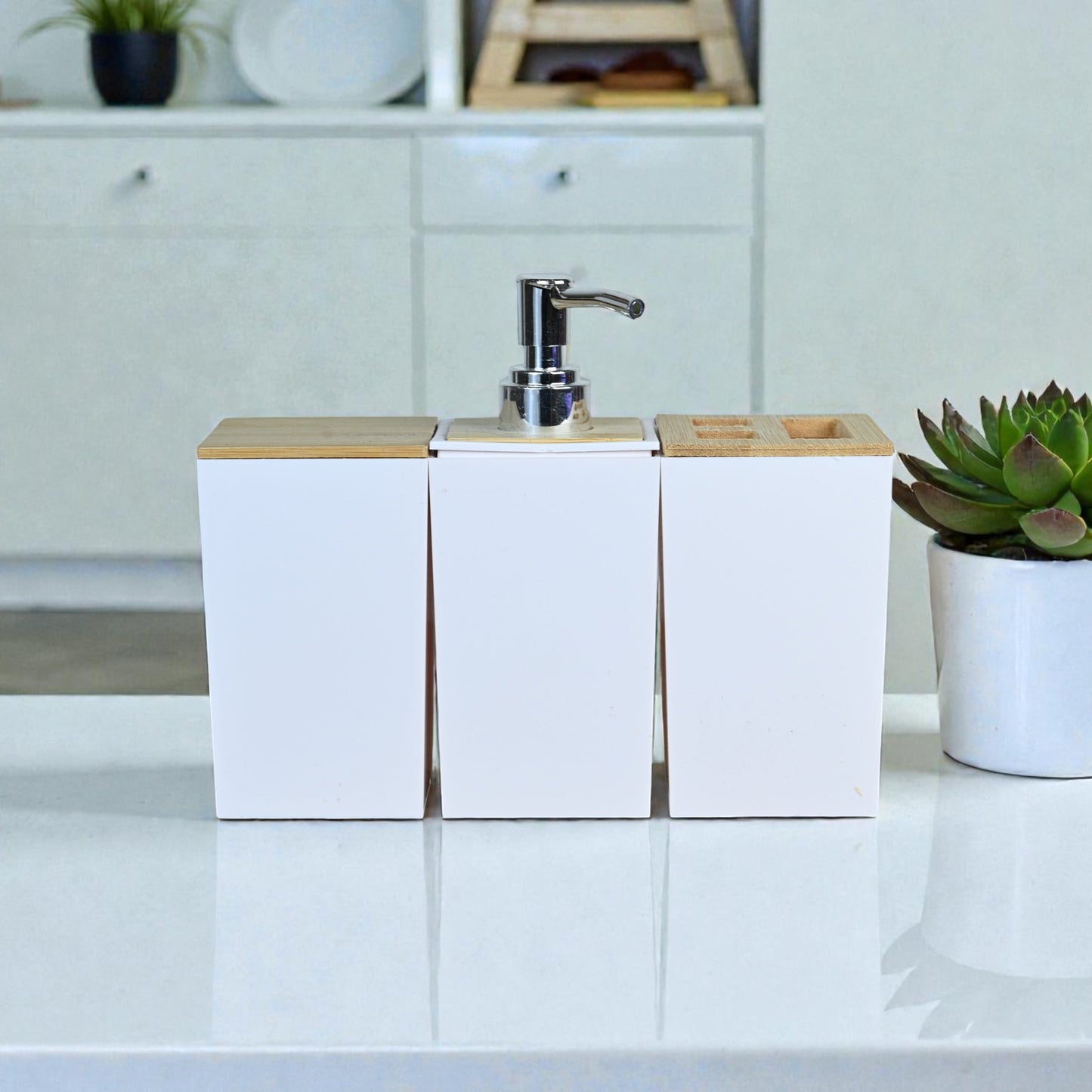 3lü Bambu Banyo Set