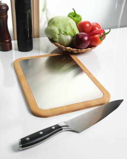 Paslanmaz Çelik Yüzeyli Bambu Kesme Tahtası – Saplı & Sapsız Modeller