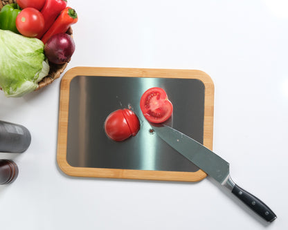 Paslanmaz Çelik Yüzeyli Bambu Kesme Tahtası – Saplı & Sapsız Modeller