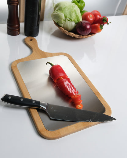 Paslanmaz Çelik Yüzeyli Bambu Kesme Tahtası – Saplı & Sapsız Modeller